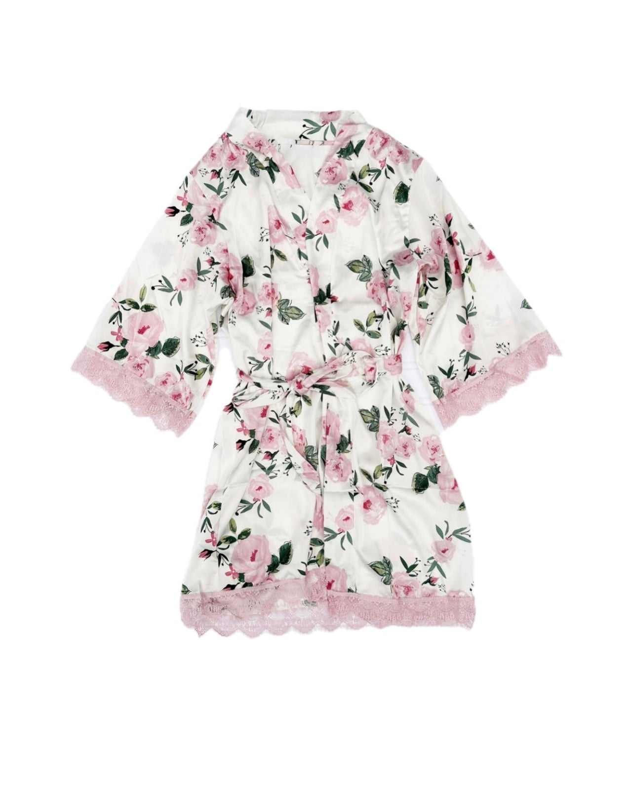 Petal & Lace Satin Robe