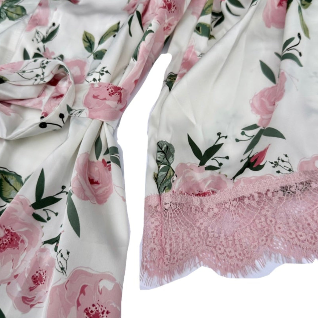 Petal & Lace Satin Robe