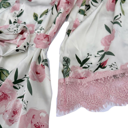 Petal & Lace Satin Robe